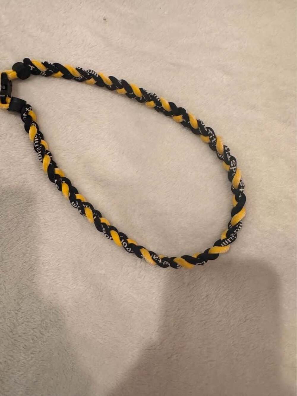 Black and Yellow Braided Titanium Sports Lanyard Necklace